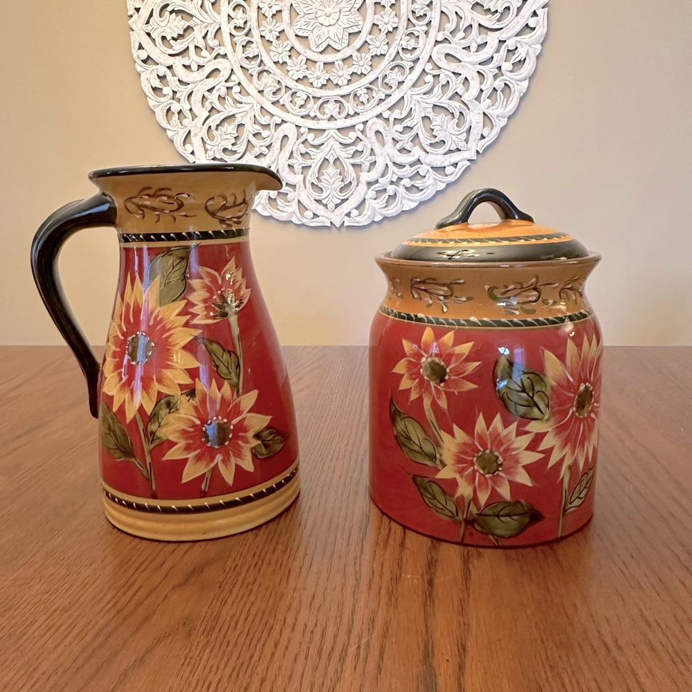 Pier 1 pitcher and canister set